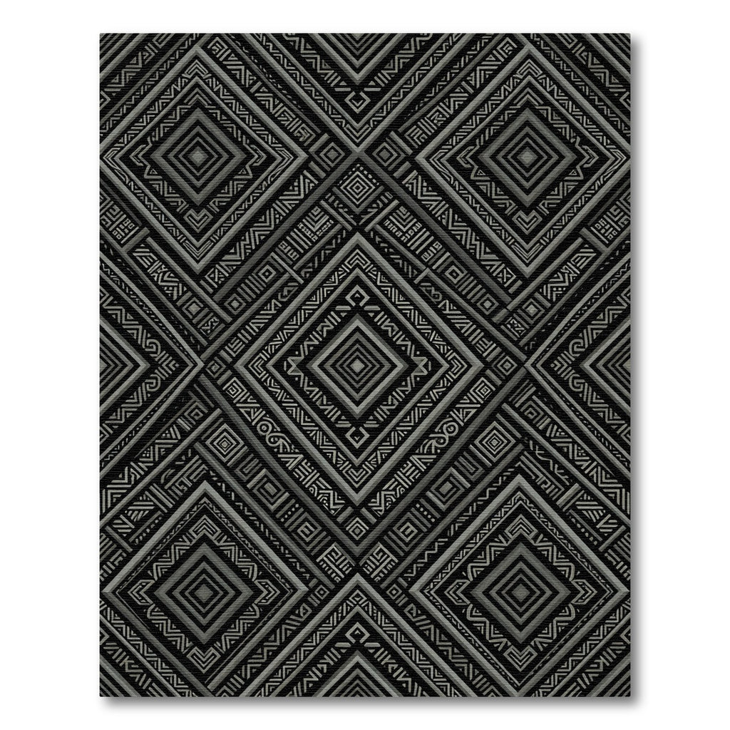 Black And Gray Geometric Diamond Rug