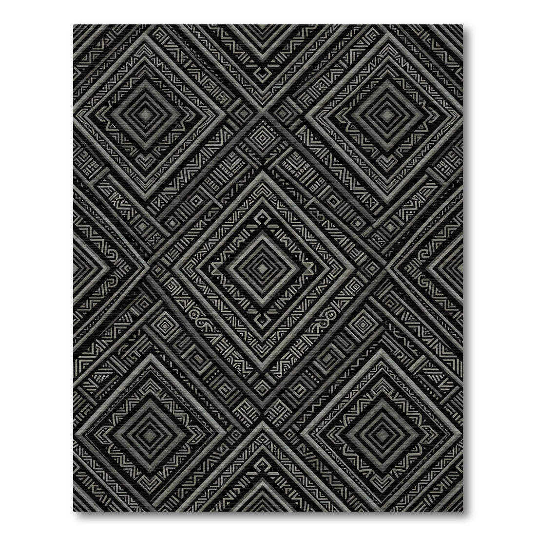 Black And Gray Geometric Diamond Rug