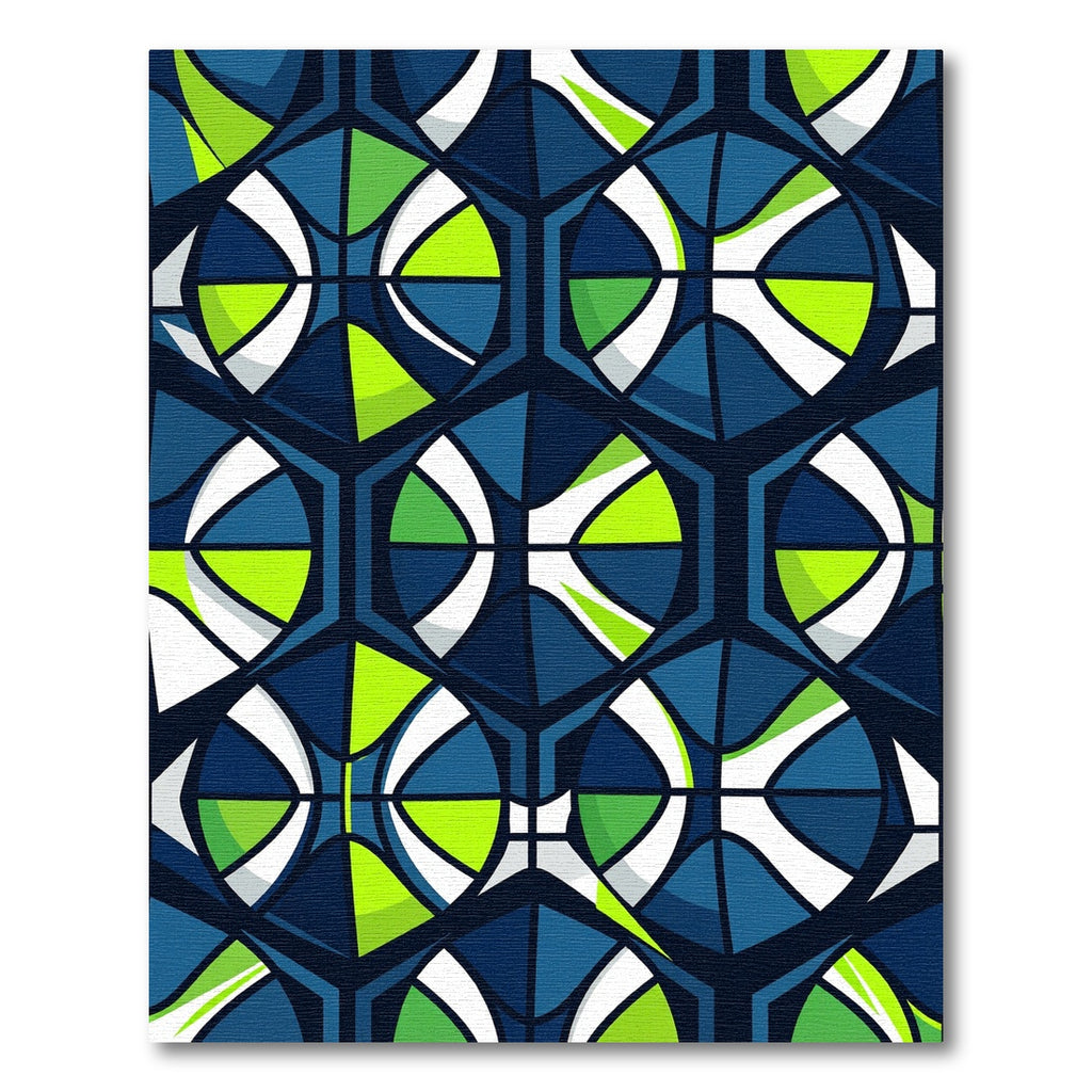 Bold Geometric Hexagon Lime Blue Abstract Rug