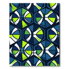 Bold Geometric Hexagon Lime Blue Abstract Rug