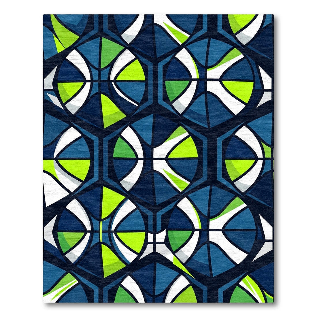 Bold Geometric Hexagon Lime Blue Abstract Rug