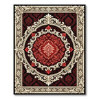 Crimson Red Elaborate Oval Medallion Rug