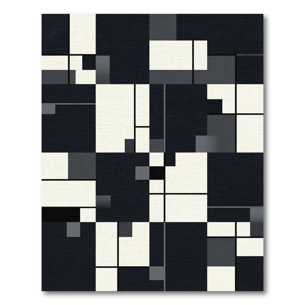 Modern Minimalist Monochrome Geometric Grid Rug