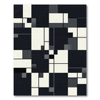 Modern Minimalist Monochrome Geometric Grid Rug