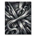 Monochromatic Industrial Steel Abstract Curve Rug