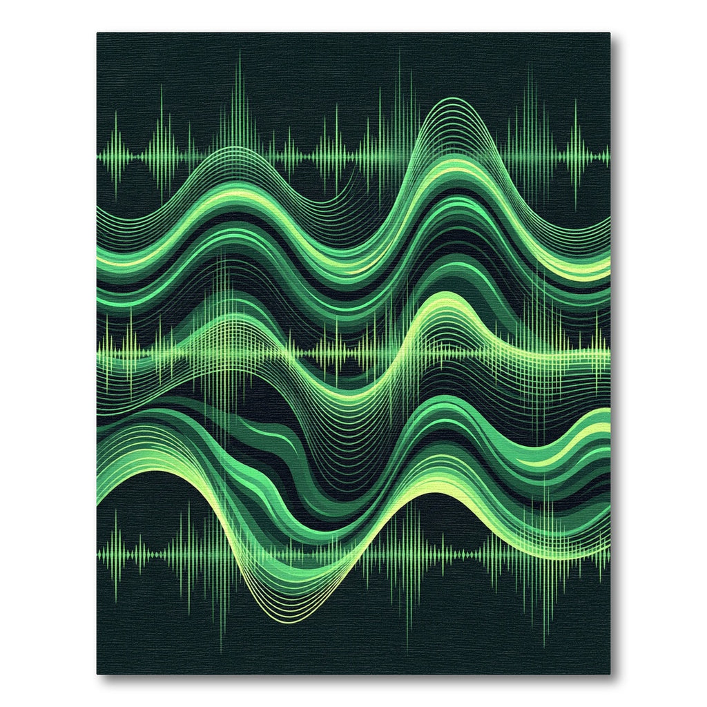 Green Electric Waveform Ripples Rug
