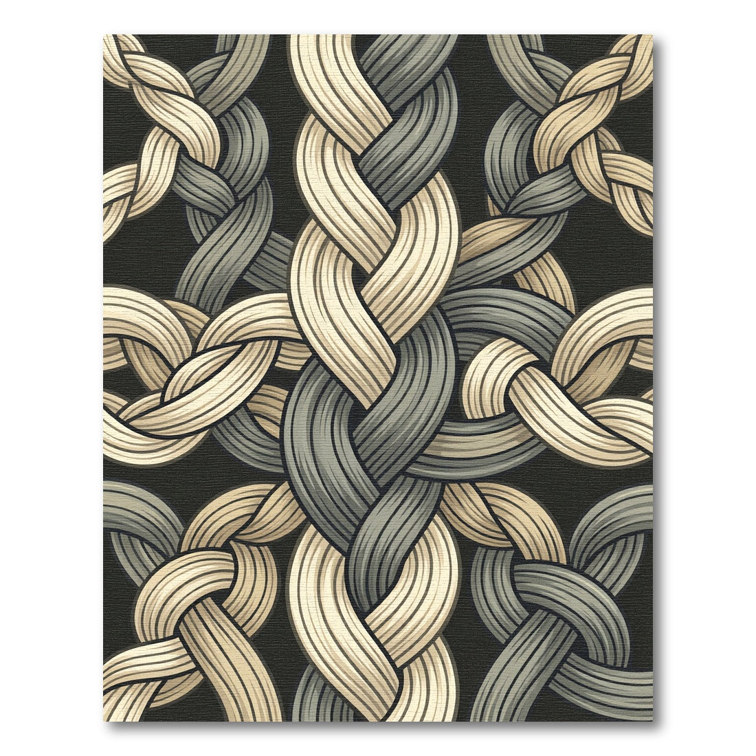 Interlocking Cream and Slate Braided Twist Rug