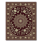 Ornate Golden Floral Vine Arrangement Rug