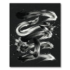 Monochromatic Black and White Ink Swirl Rug