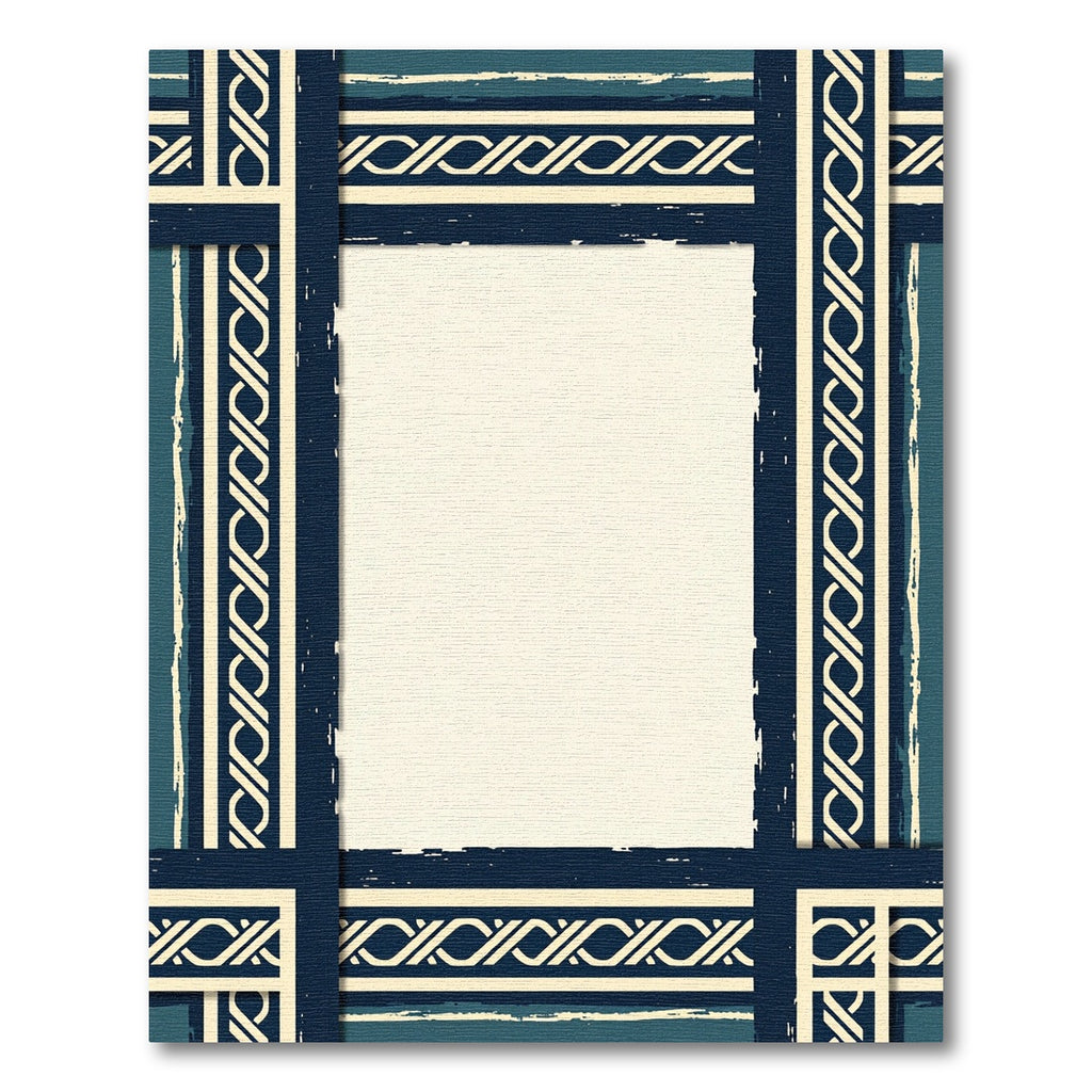 Dark Blue Ivory Celtic Border Rug