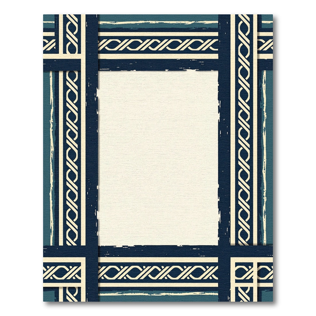 Dark Blue Ivory Celtic Border Rug