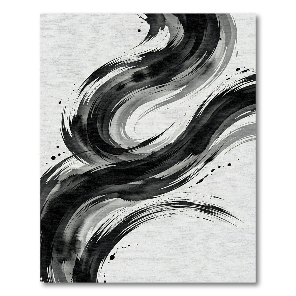 Monochromatic Ink Swirl Abstract Rug