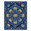 Navy Blue Floral Chrysanthemum Scroll Medallion Rug