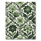 Earthy Sage Floral Botanical Scroll Rug