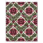 Pink Raspberry Flora and Fish Damask Rug