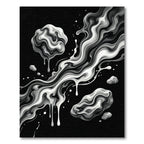 Monochromatic Organic Swirl Abstract Art Rug