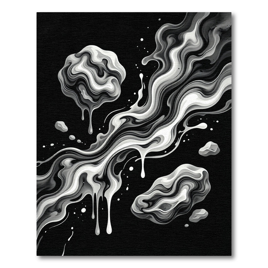 Monochromatic Organic Swirl Abstract Art Rug