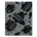Modern Charcoal Black Ink Brush Strokes Rug