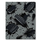 Modern Charcoal Black Ink Brush Strokes Rug