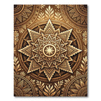 Golden Radial Starburst Mandala Rug
