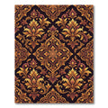 Golden Damask Scroll Medallion Art Rug