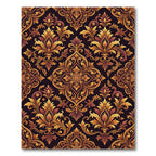 Golden Damask Scroll Medallion Art Rug