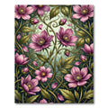 Elegant Pink Floral Botanical Illustration Rug