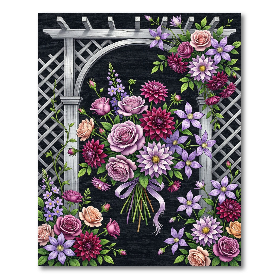 Rose Dahlia Clematis Garden Arch Rug
