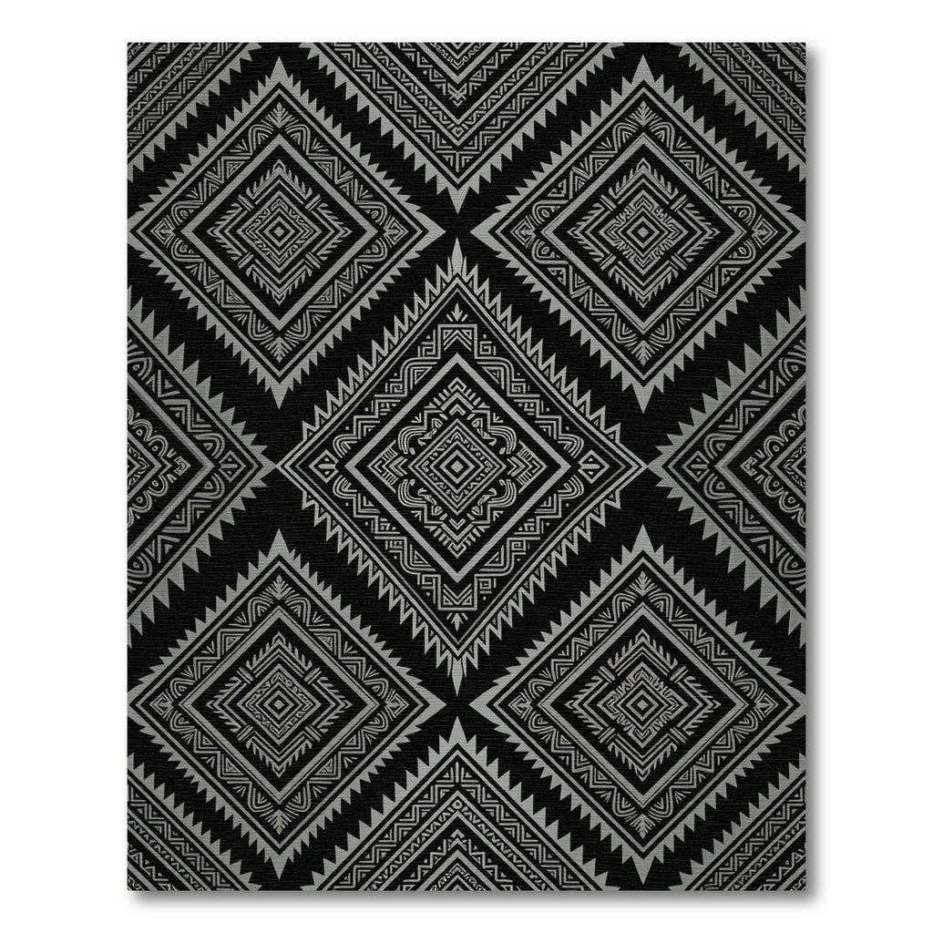 Sophisticated Silver Monochrome Geometric Diamond Rug
