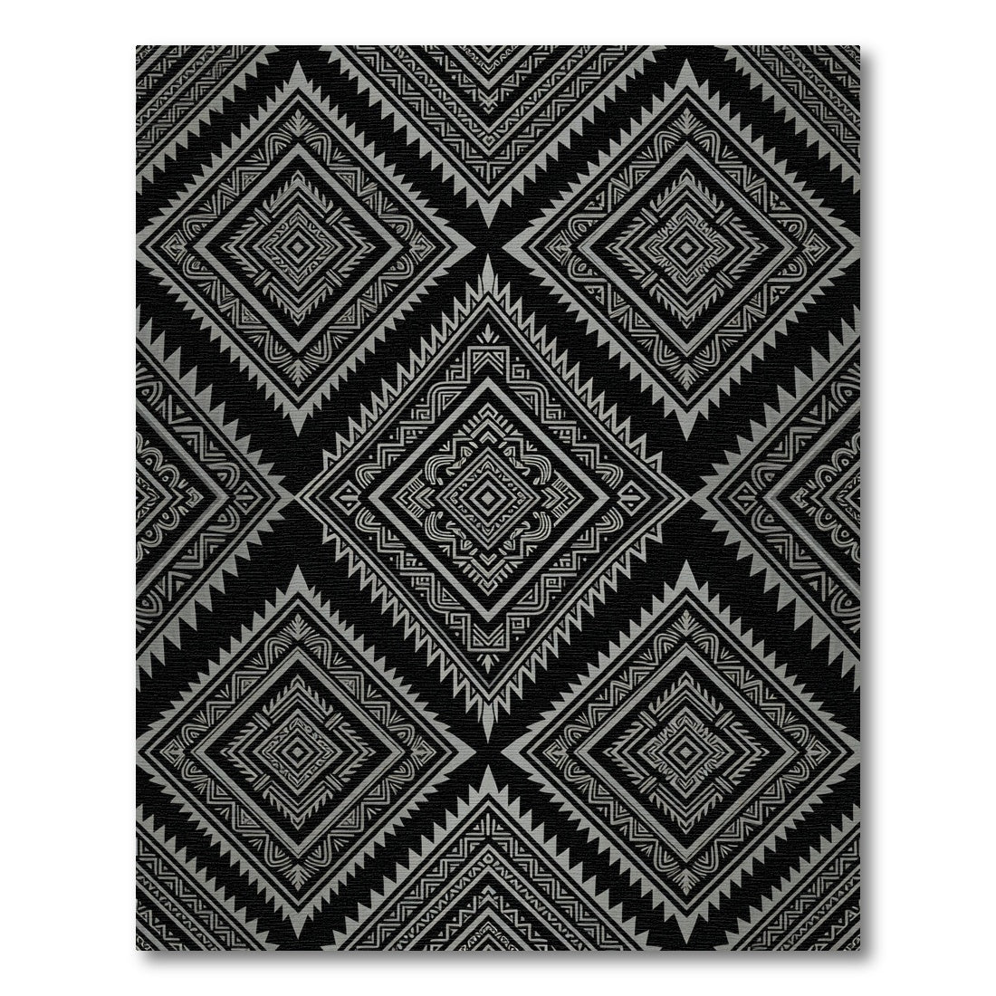 Sophisticated Silver Monochrome Geometric Diamond Rug