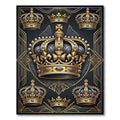 Regal Gold Crown Black Art Deco Rug