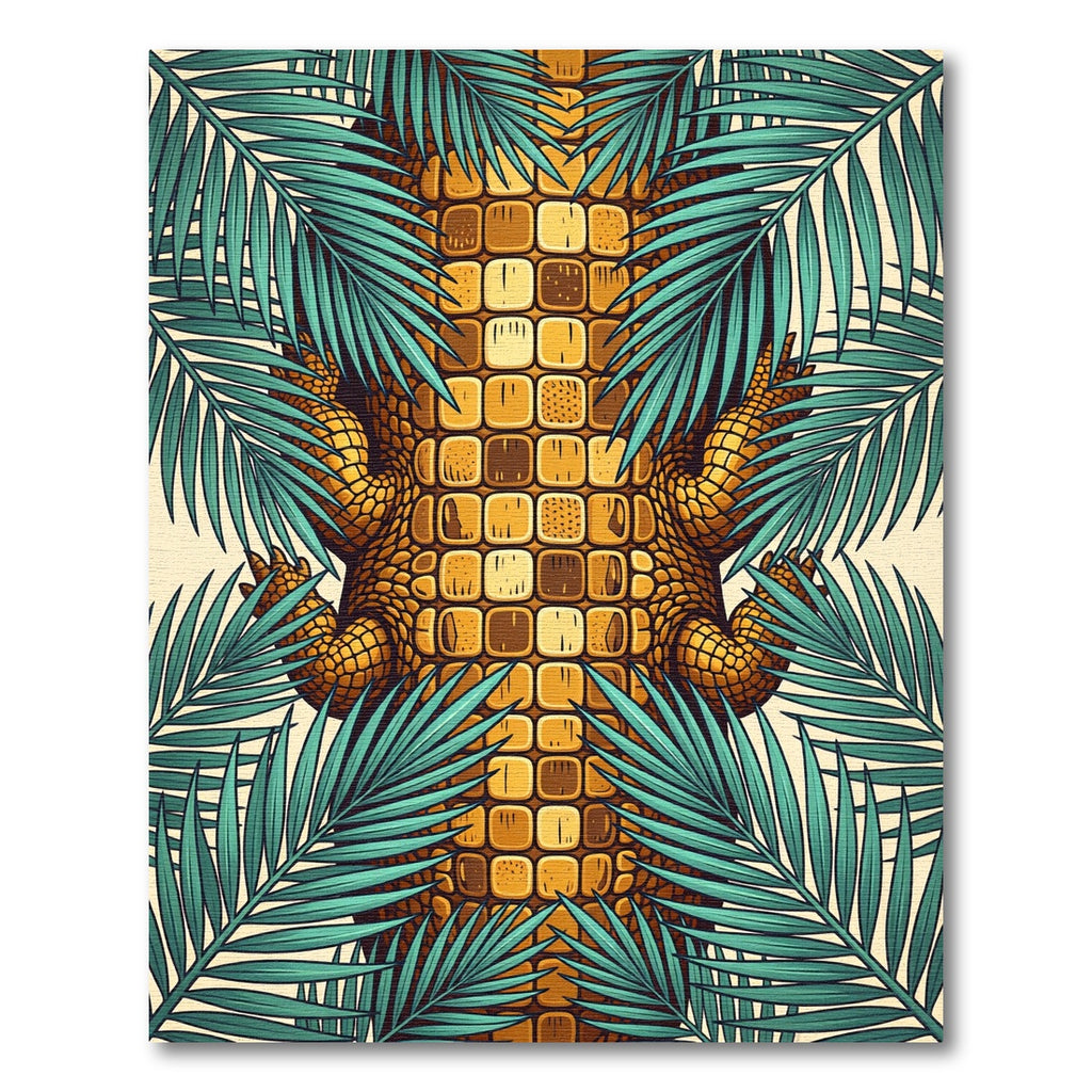 Golden Reptile Texture with Teal Foliage Rug