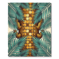 Golden Reptile Texture with Teal Foliage Rug