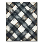 Modern Charcoal Monochrome Woven Plaid Rug