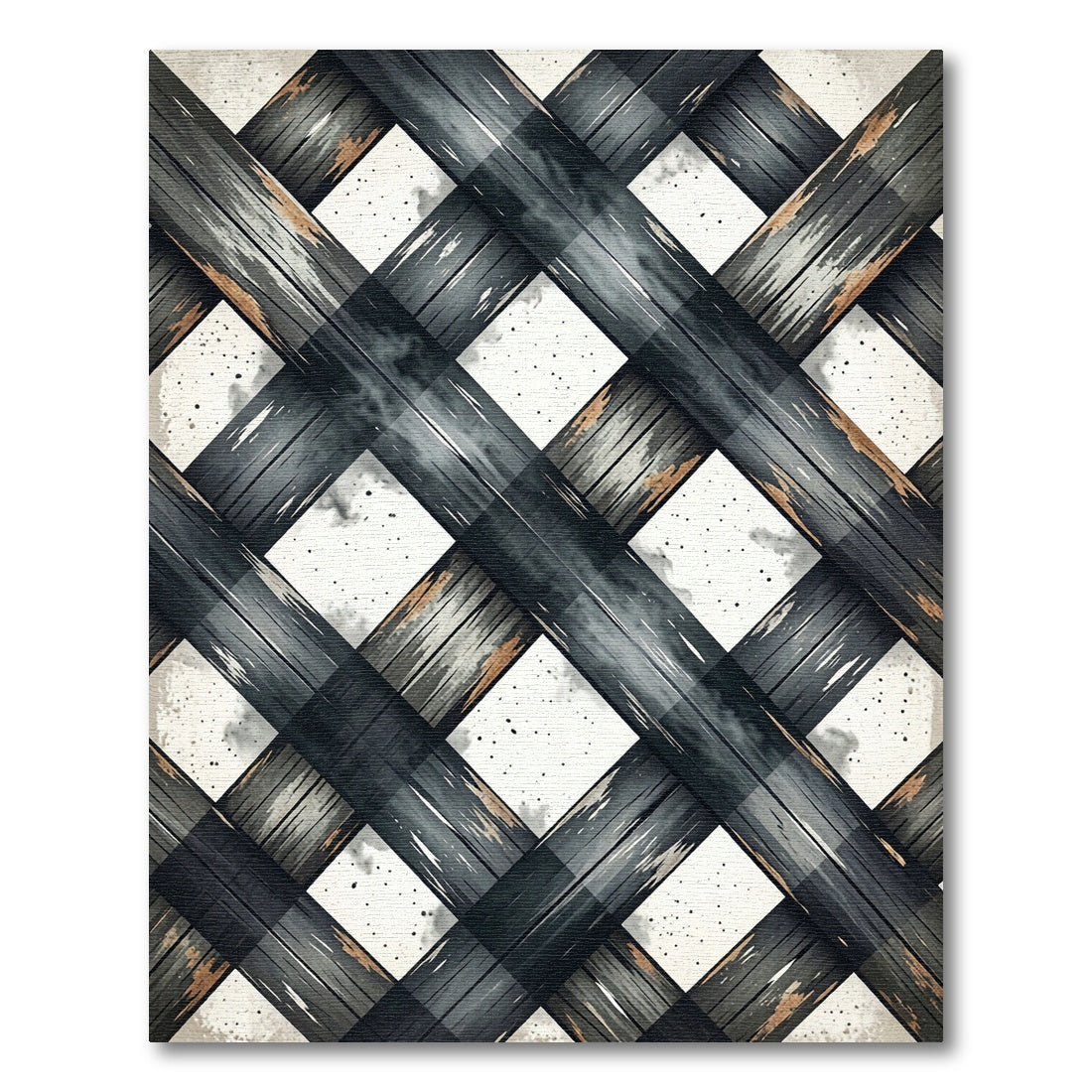 Modern Charcoal Monochrome Woven Plaid Rug