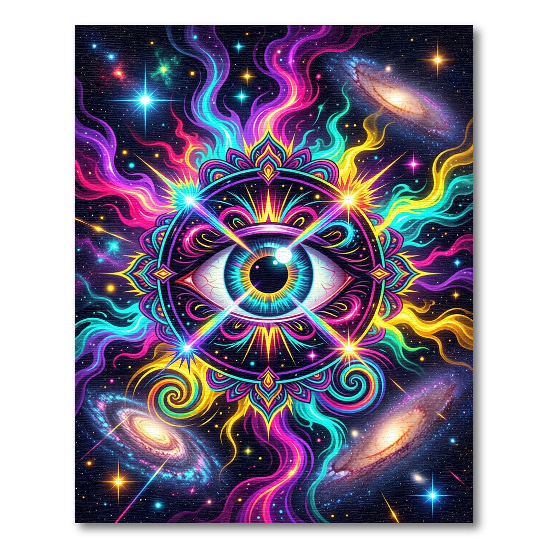 Neon Cosmic Eye Galactic Energy Mandala Rug