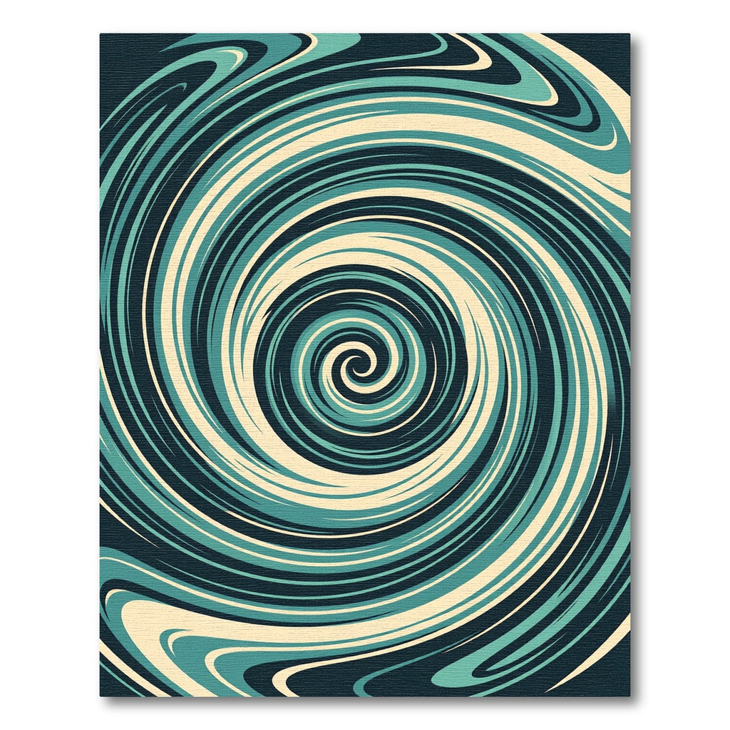 Abstract Teal and Cream Swirl Vortex Rug