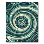 Abstract Teal and Cream Swirl Vortex Rug