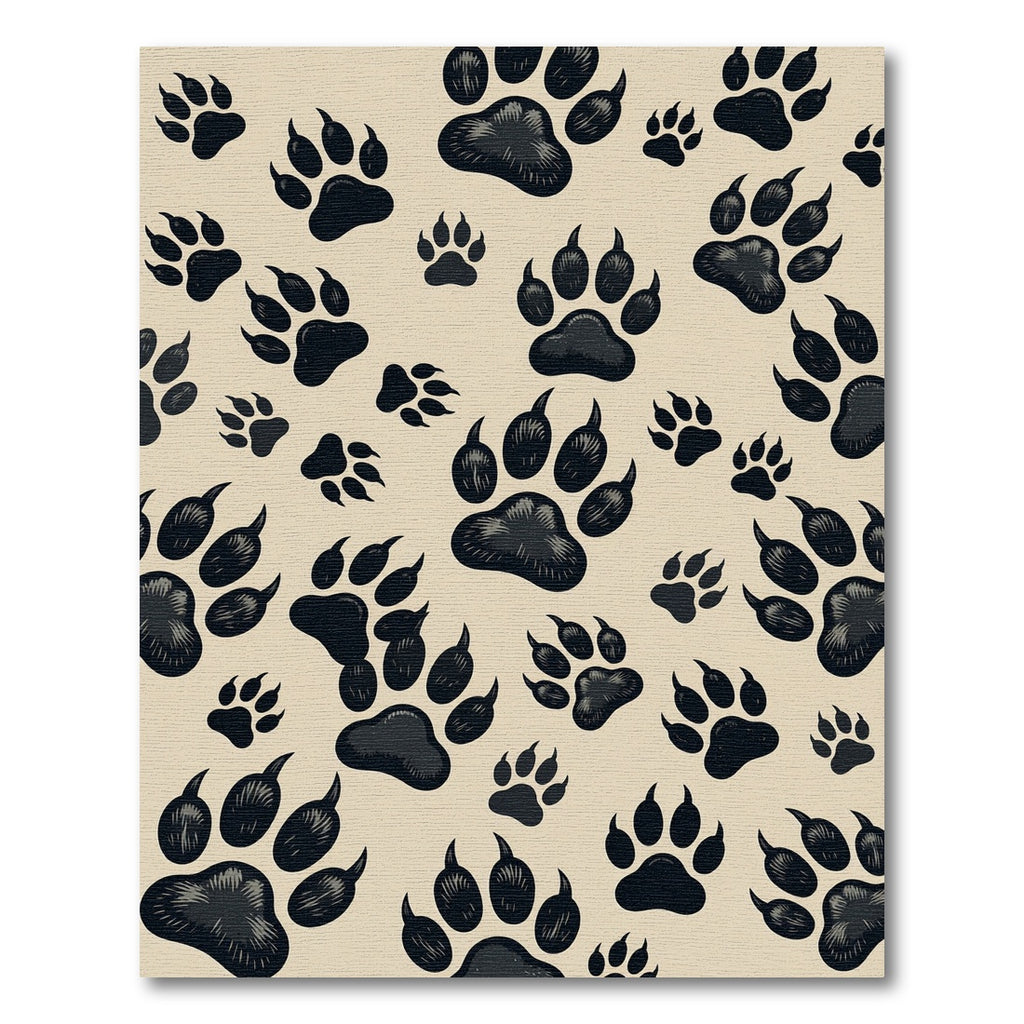 Wild Animal Paw Print Neutral Rug