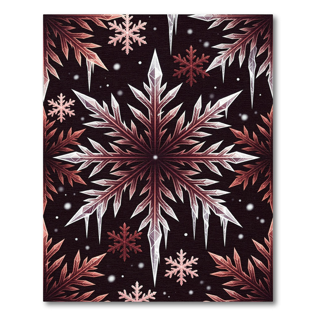 Crimson Ice Crystal Snowflake Garland Rug