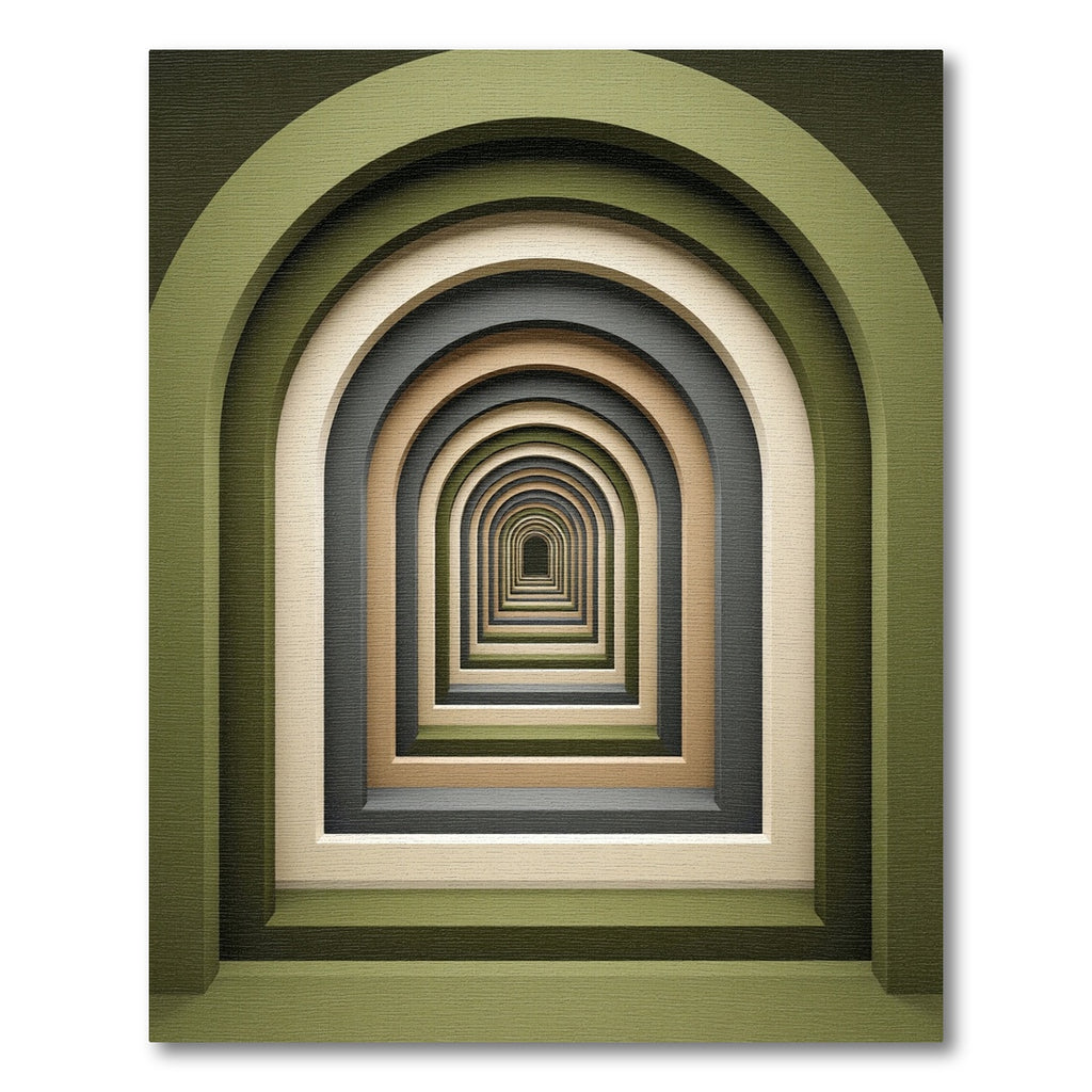 Olive Earth Tone Infinite Archway Corridor Rug