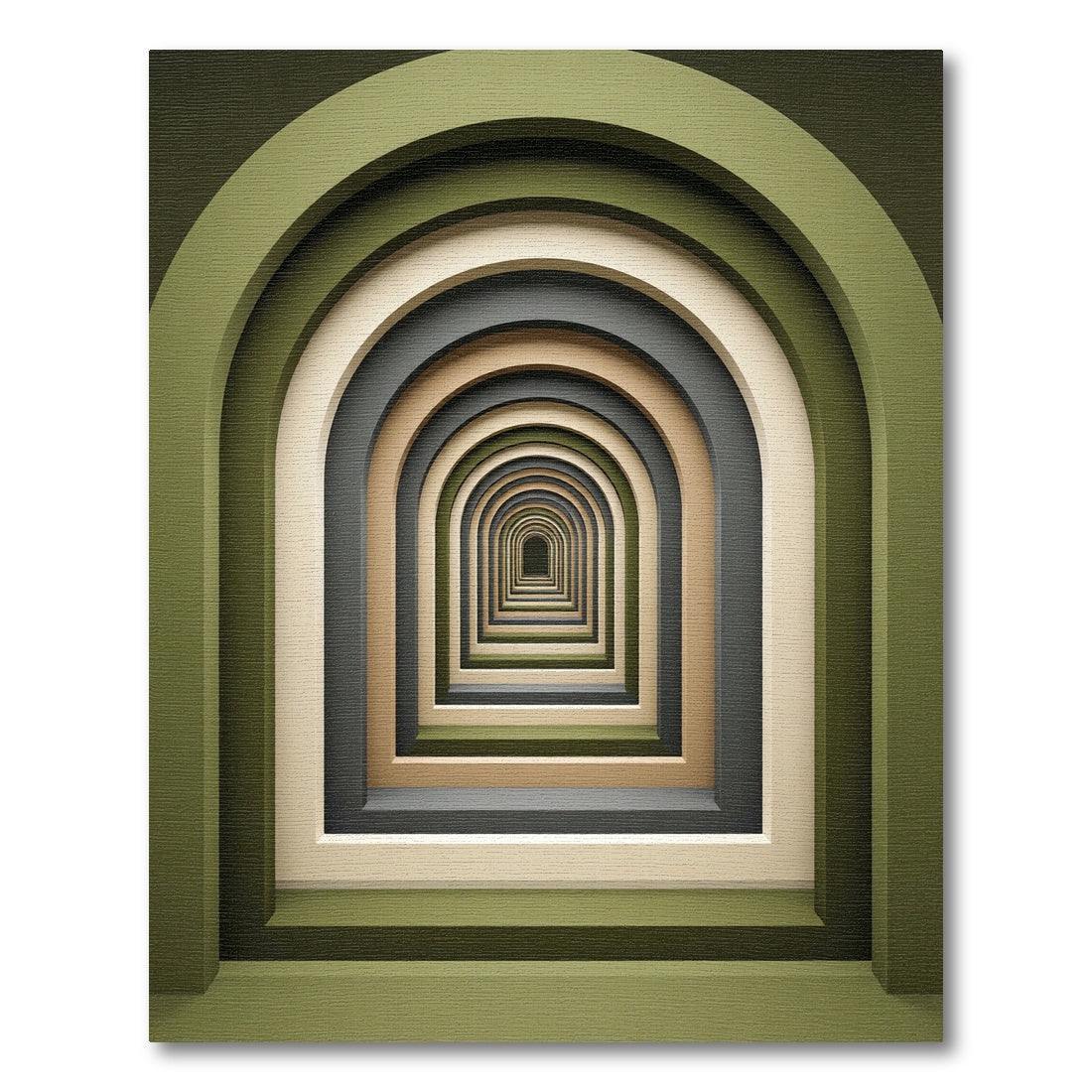 Olive Earth Tone Infinite Archway Corridor Rug