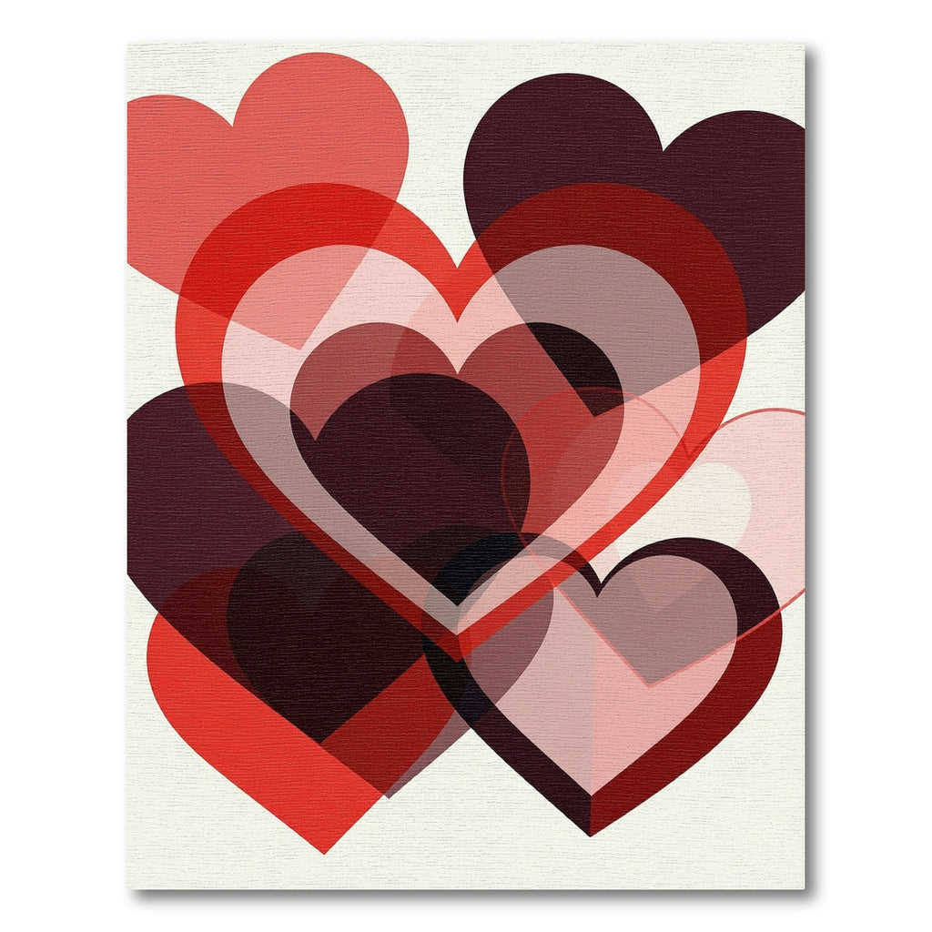 Modern Abstract Red Layered Heart Art Rug