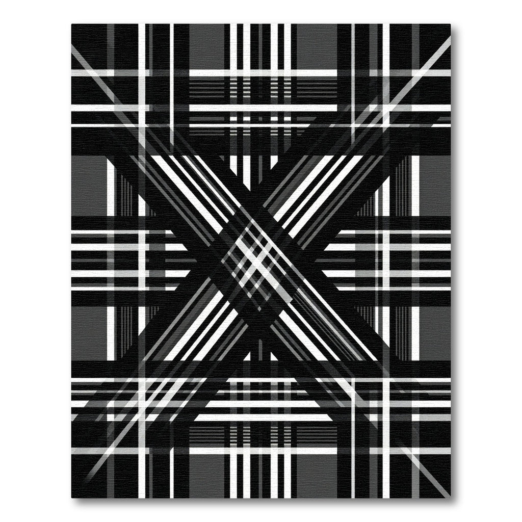 Monochromatic Abstract Plaid Overlay Rug