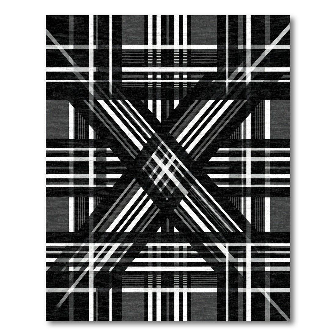 Monochromatic Abstract Plaid Overlay Rug