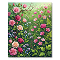 Enchanted Pink Rose and Wildflower Meadow Rug