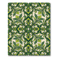 Emerald Botanical Leaf Scroll Damask Rug