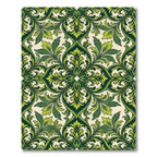 Emerald Botanical Leaf Scroll Damask Rug