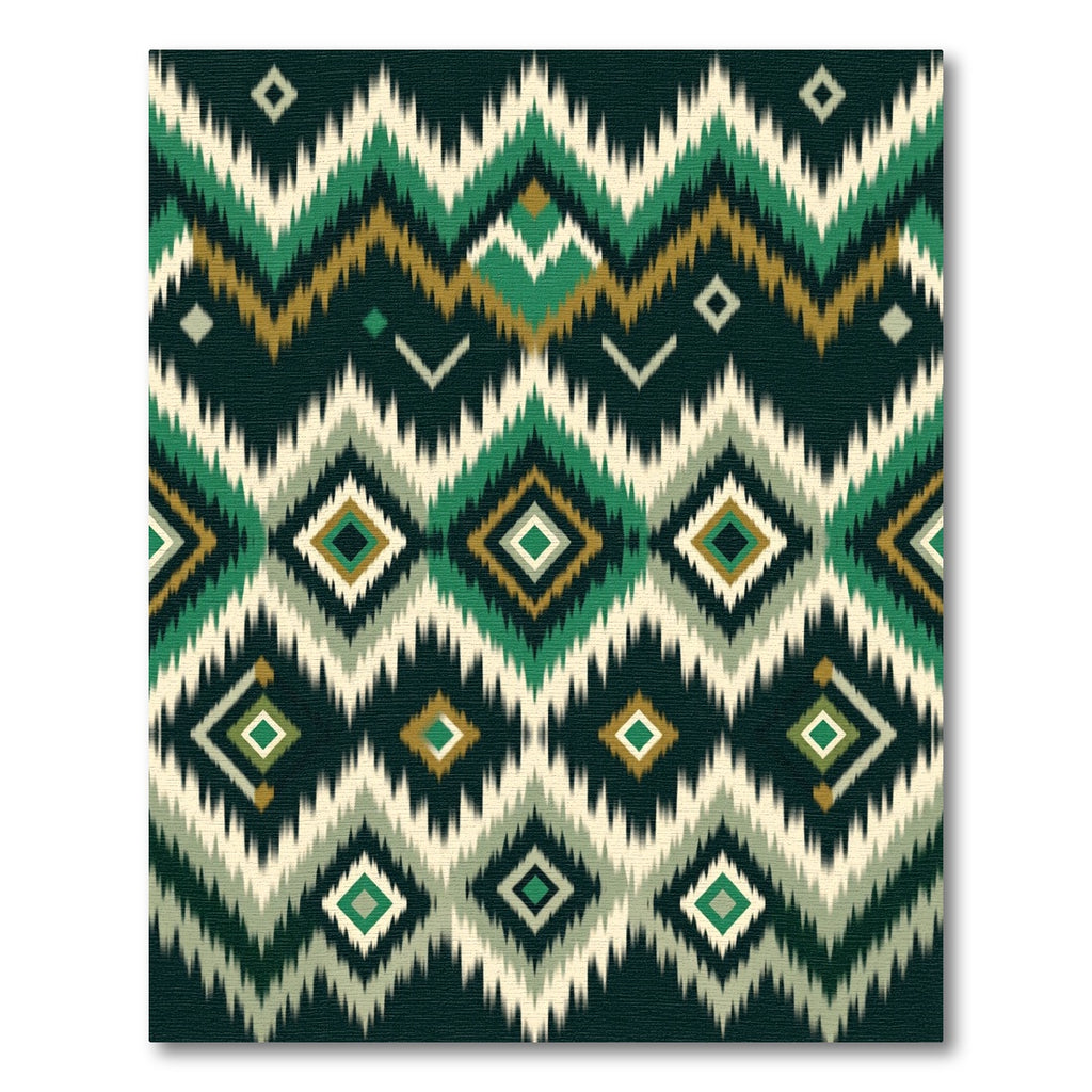 Emerald Green Tribal Diamond Zigzag Rug