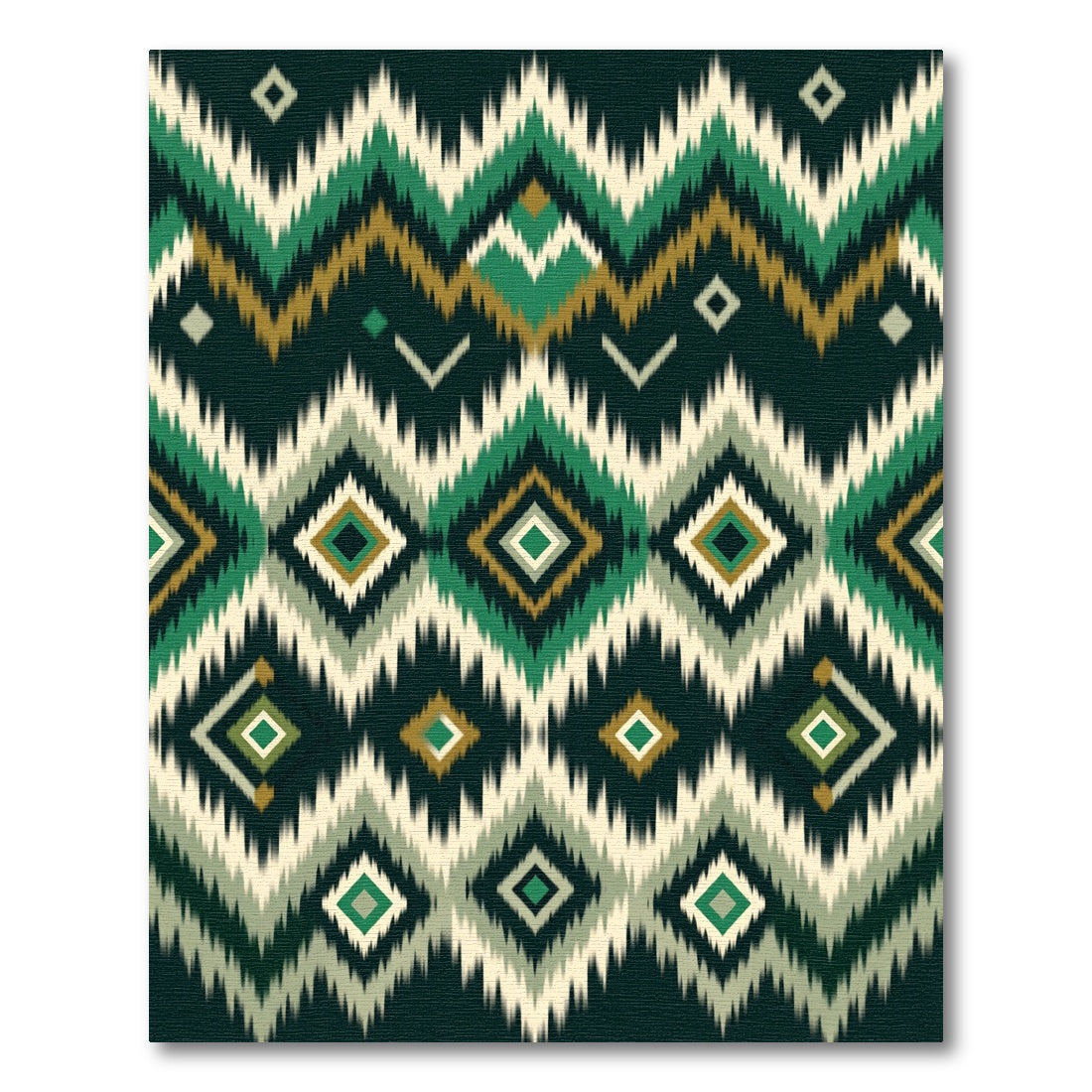 Emerald Green Tribal Diamond Zigzag Rug